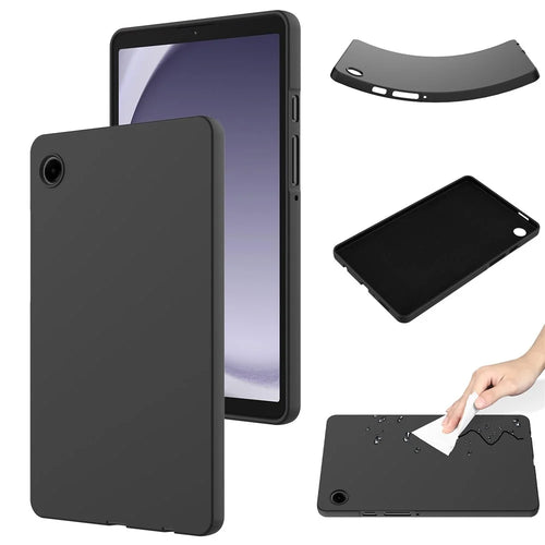 For Samsung Galaxy Tab A11 Case Liquid Silicone Anti-Scratch Tablet Cover - Black - 1