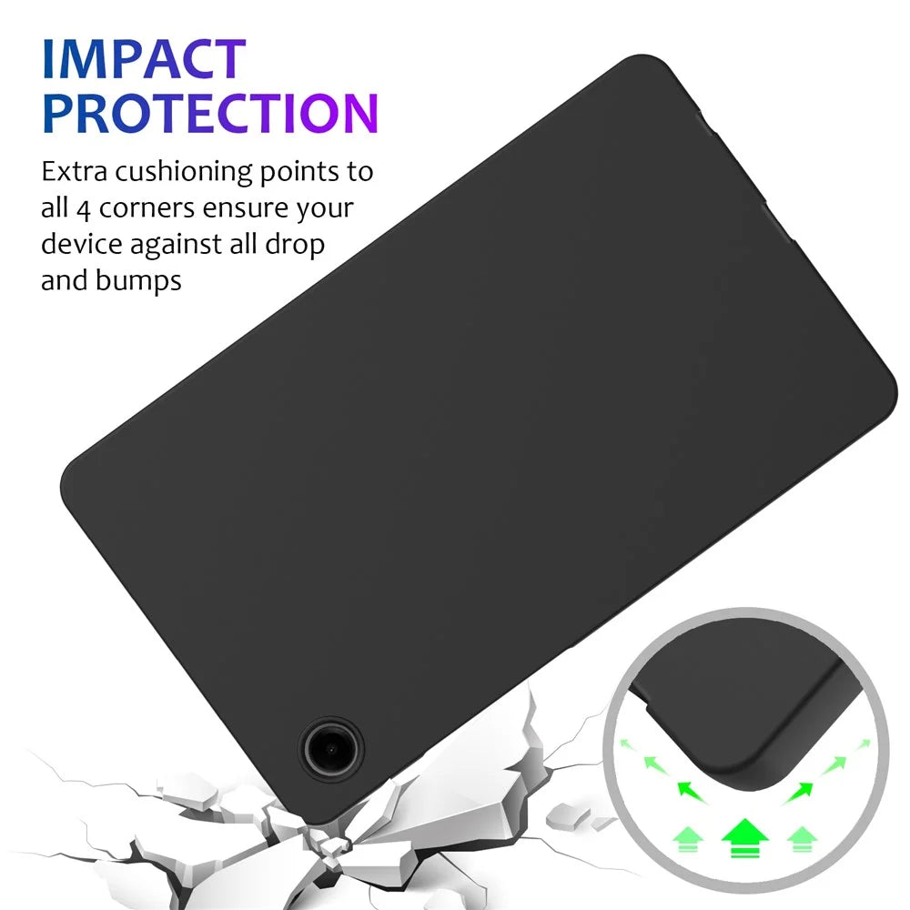 For Samsung Galaxy Tab A11 Case Liquid Silicone Anti-Scratch Tablet Cover - Black - 3