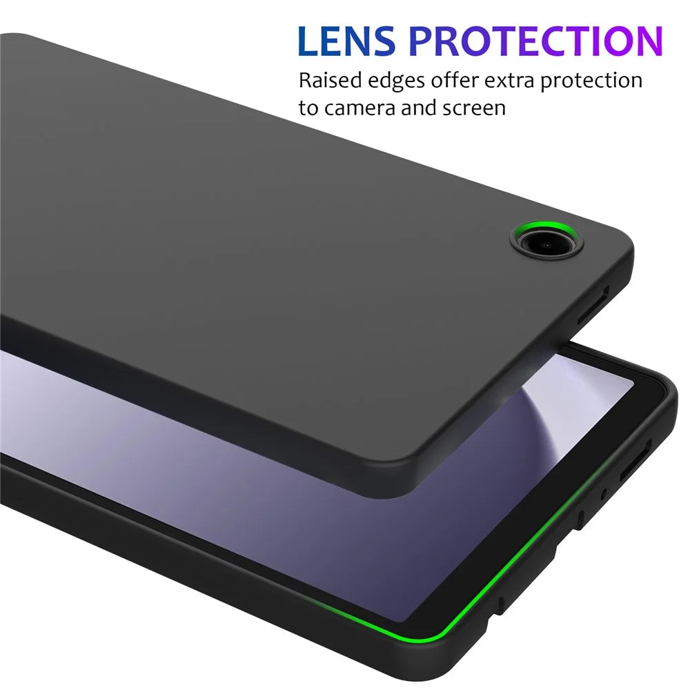 For Samsung Galaxy Tab A11 Case Liquid Silicone Anti-Scratch Tablet Cover - Black - 6