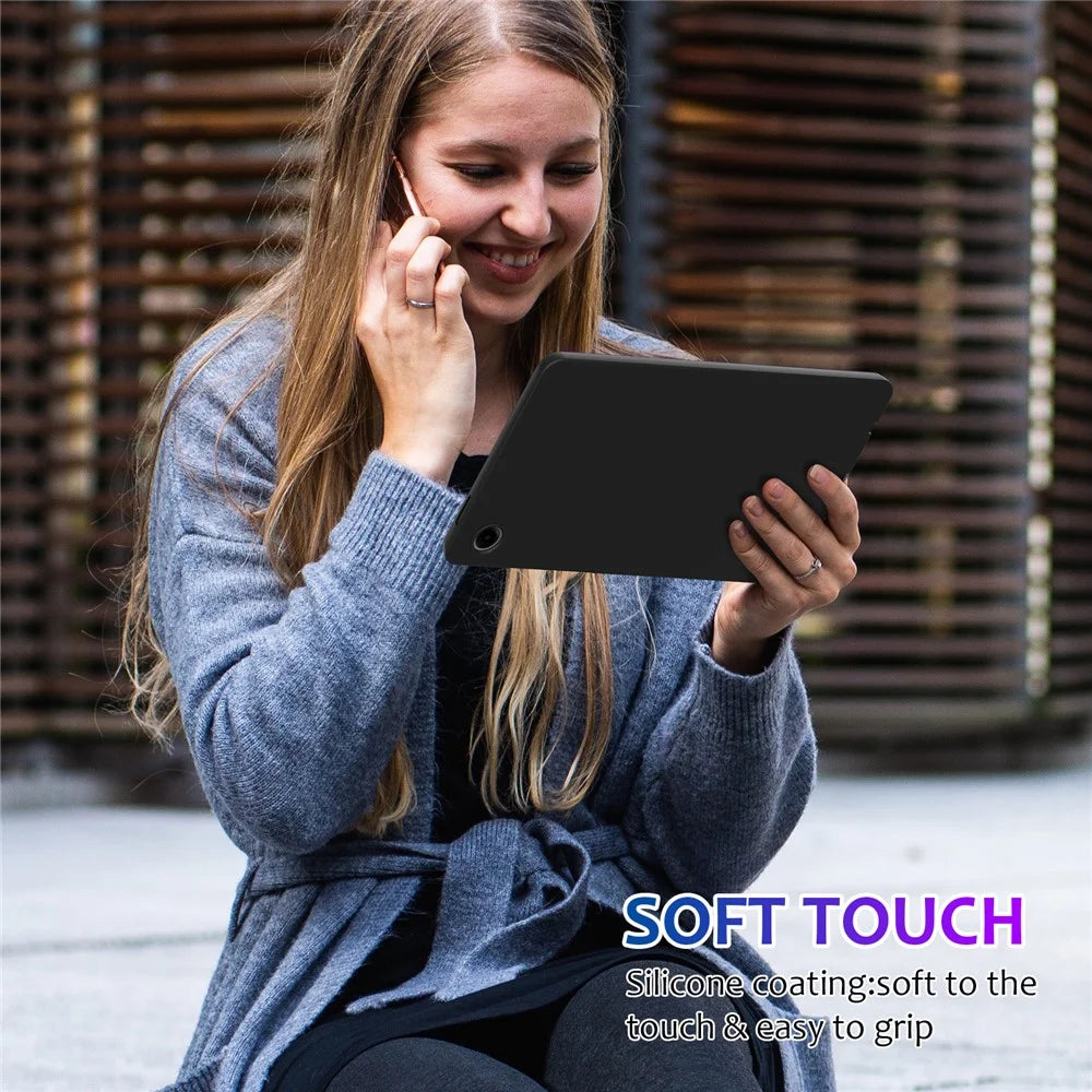For Samsung Galaxy Tab A11 Case Liquid Silicone Anti-Scratch Tablet Cover - Black - 7