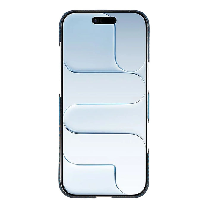 For iPhone Air Case Gradient Aramid Fiber Magnetic Phone Cover with Metal Lens Frame - Blue Floating Weave - 2