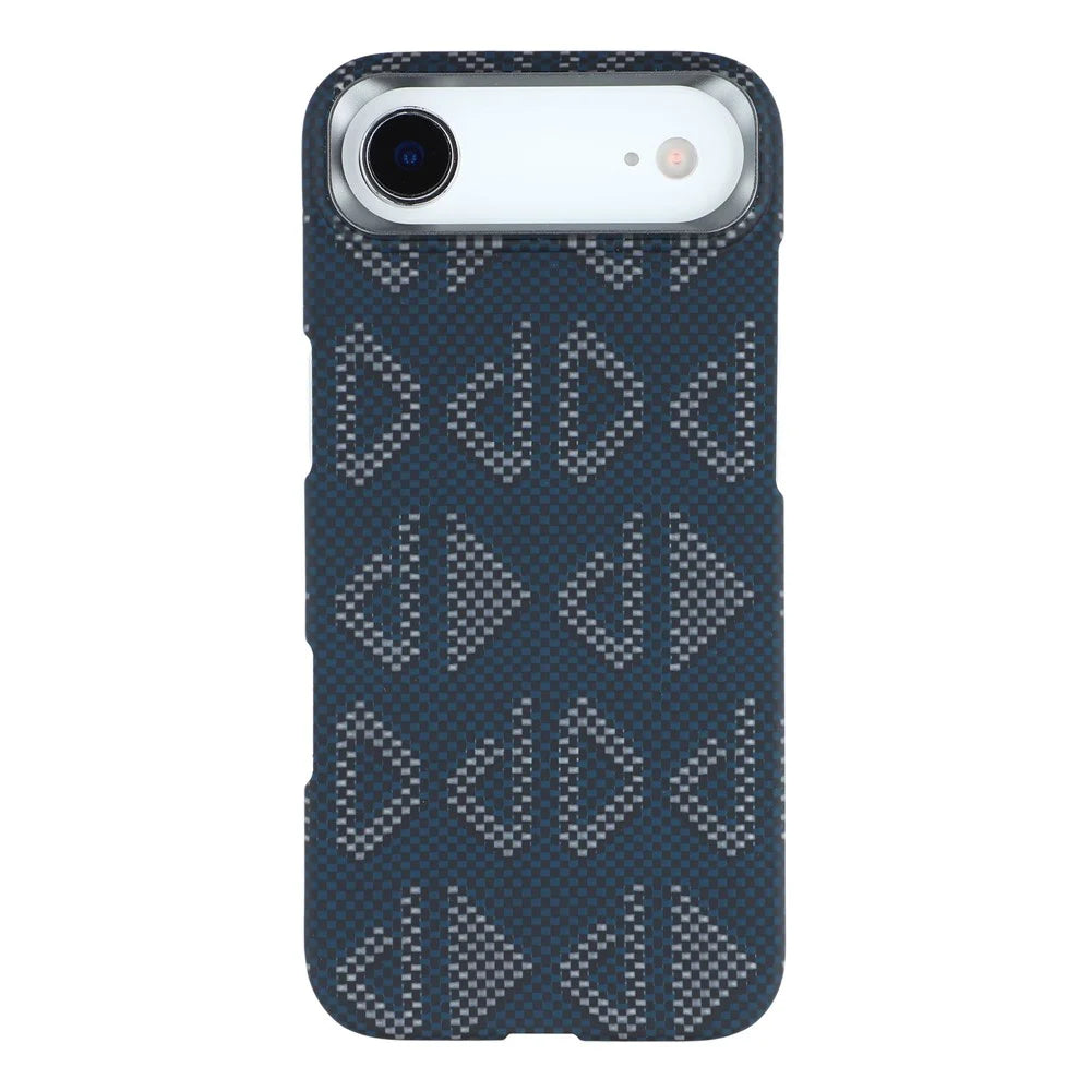 For iPhone Air Magnetic Case Geometric Pattern Aramid Fiber Phone Cover with Metal Lens Frame - 3