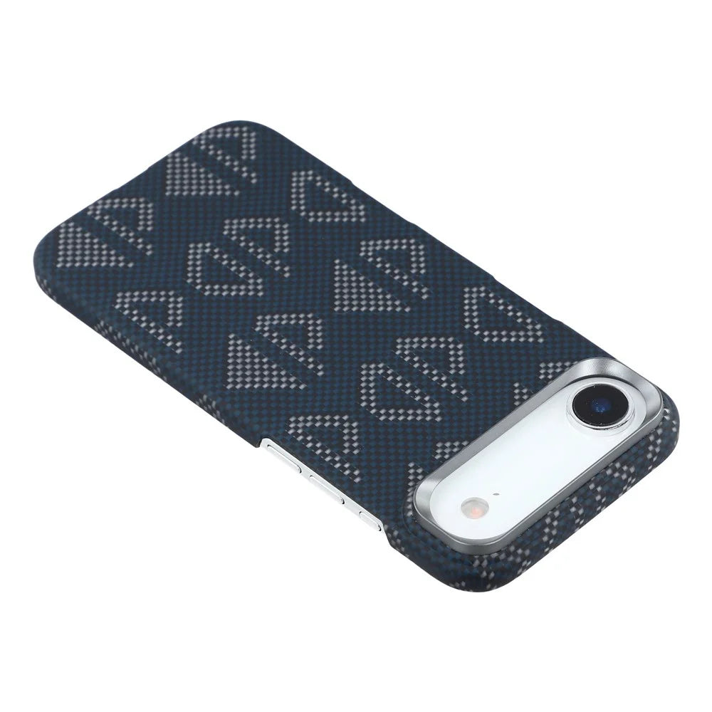 For iPhone Air Magnetic Case Geometric Pattern Aramid Fiber Phone Cover with Metal Lens Frame - 5