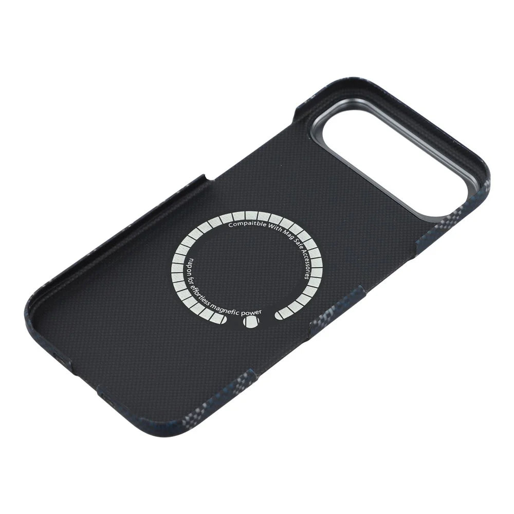 For iPhone Air Magnetic Case Geometric Pattern Aramid Fiber Phone Cover with Metal Lens Frame - 6