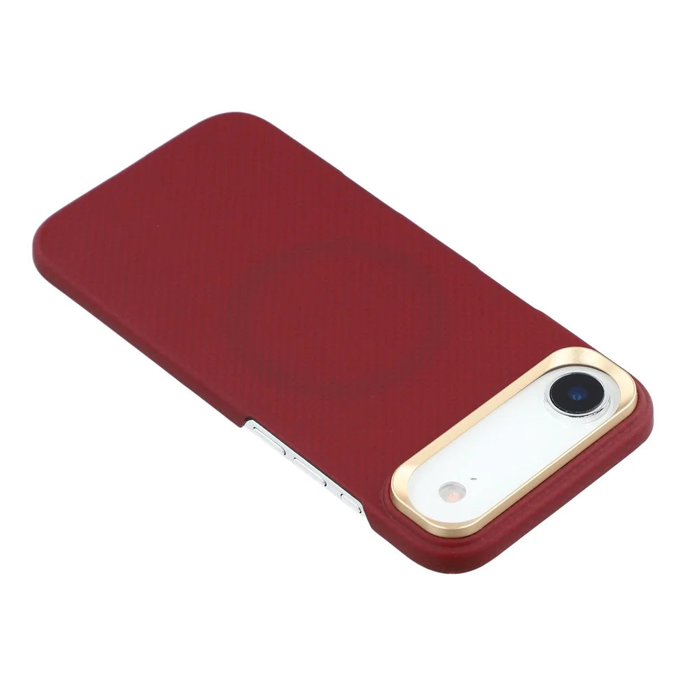 For iPhone Air Magnetic Case Fine Grid Aramid Fiber Phone Cover with Metal Lens Frame - 5