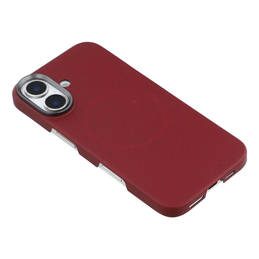 For iPhone 17 Magnetic Case Fine Grid Aramid Fiber Phone Cover with Metal Lens Frame - 4