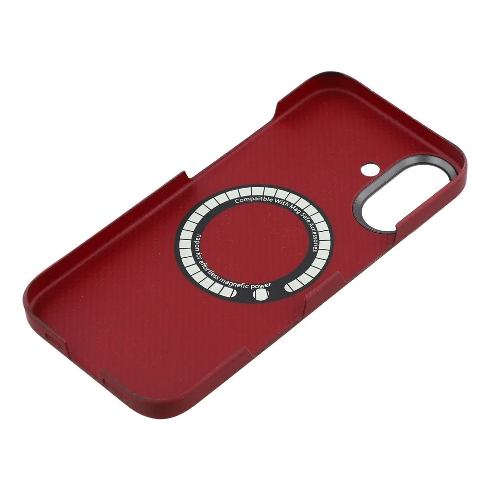 For iPhone 17 Magnetic Case Fine Grid Aramid Fiber Phone Cover with Metal Lens Frame - 6