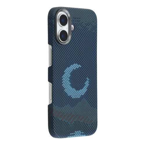 For iPhone 17 Magnetic Case Precise Cutouts Aramid Fiber Phone Cover with Metal Lens Frame - Moon - 1