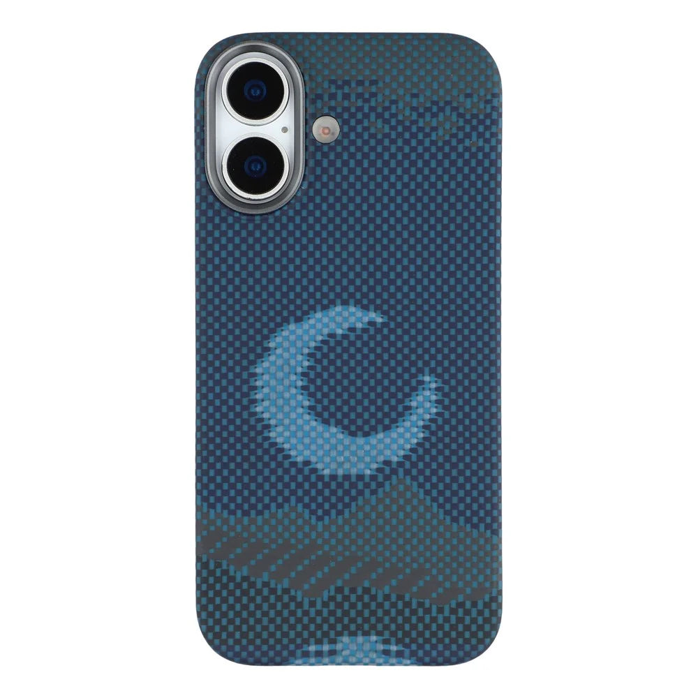 For iPhone 17 Magnetic Case Precise Cutouts Aramid Fiber Phone Cover with Metal Lens Frame - Moon - 3