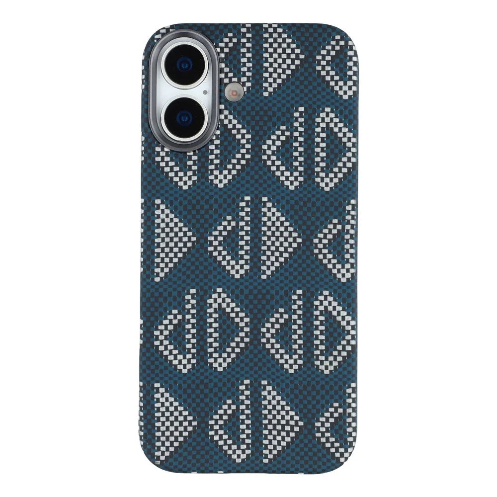 For iPhone 17 Magnetic Case Geometric Pattern Aramid Fiber Phone Cover with Metal Lens Frame - 3