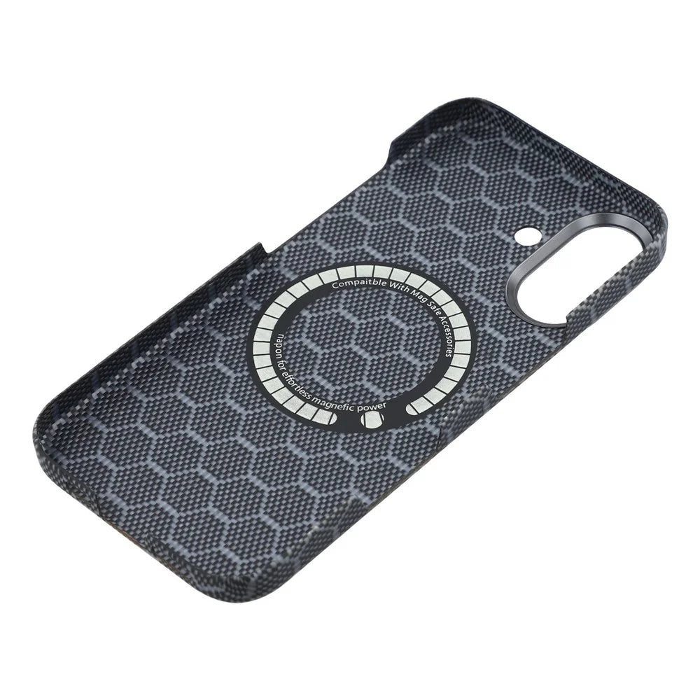 For iPhone 17 Magnetic Case Honeycomb Texture Aramid Fiber Phone Cover - 6