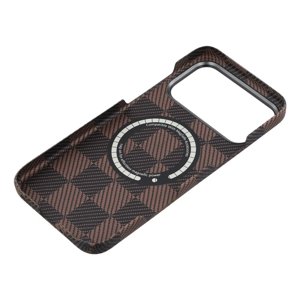 For iPhone 17 Pro Max Case Square Grid Pattern Aramid Fiber Phone Cover Compatible with MagSafe - 6