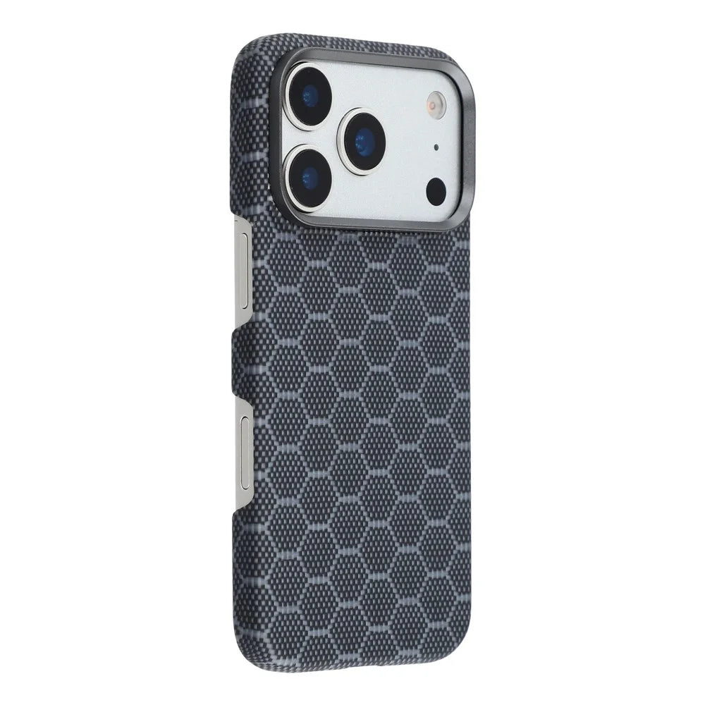 For iPhone 17 Pro Max Magnetic Case Honeycomb Texture Aramid Fiber Phone Cover - 1