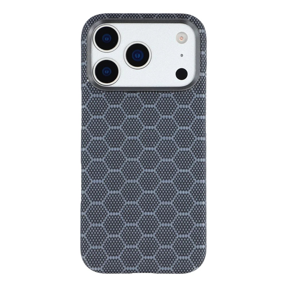 For iPhone 17 Pro Max Magnetic Case Honeycomb Texture Aramid Fiber Phone Cover - 3