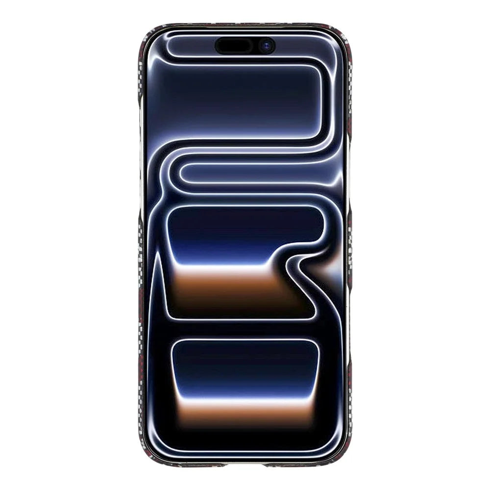 For iPhone 17 Pro Max Magnetic Case Geometric Pattern Aramid Fiber Phone Cover with Metal Lens Frame - Red - 2