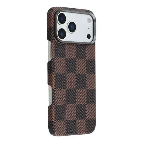 For iPhone 17 Pro Case Square Grid Pattern Aramid Fiber Phone Cover Compatible with MagSafe - 1