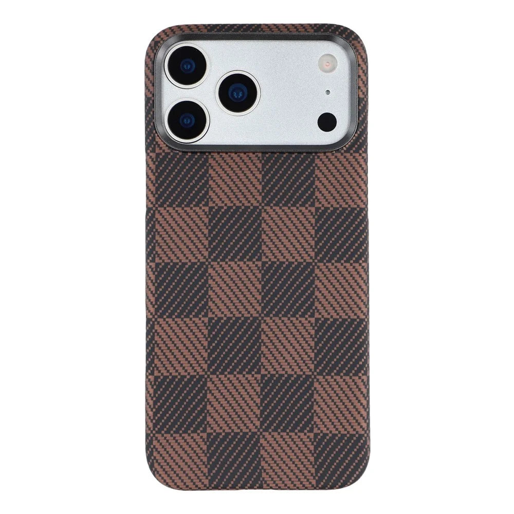 For iPhone 17 Pro Case Square Grid Pattern Aramid Fiber Phone Cover Compatible with MagSafe - 3