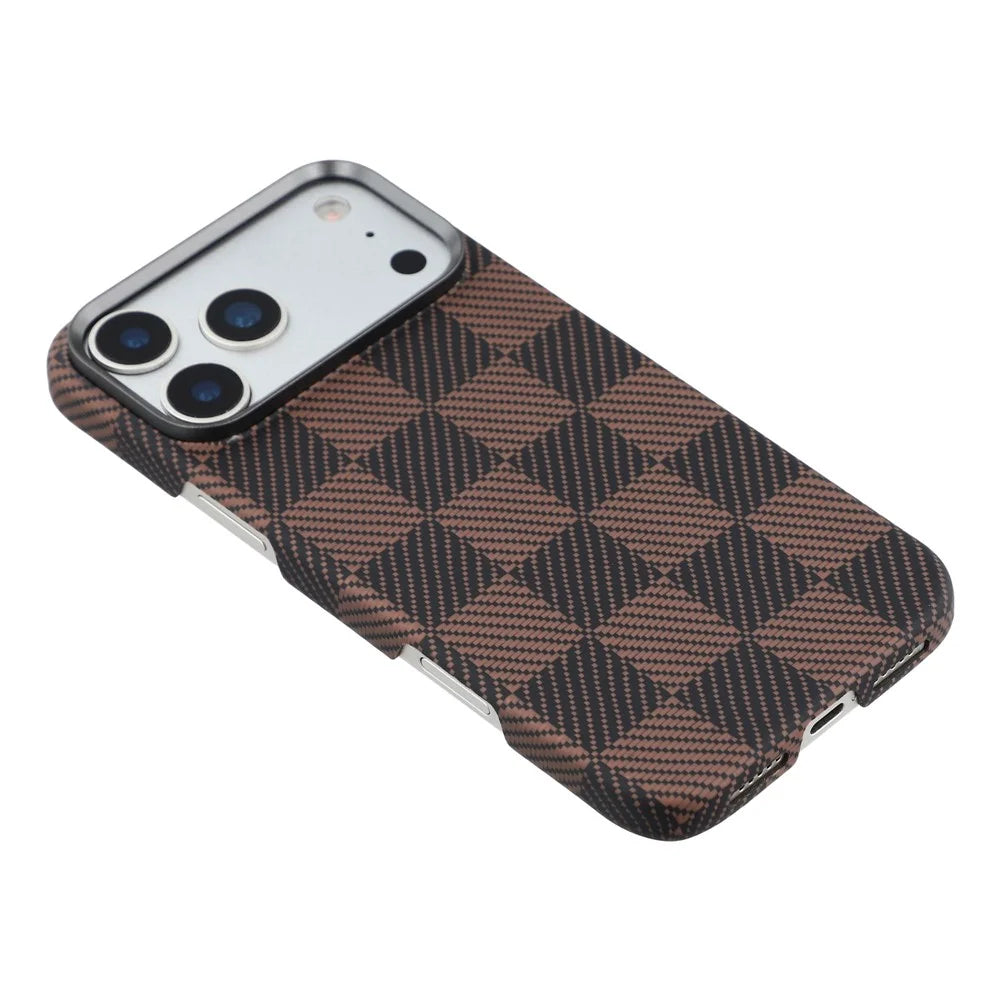 For iPhone 17 Pro Case Square Grid Pattern Aramid Fiber Phone Cover Compatible with MagSafe - 4