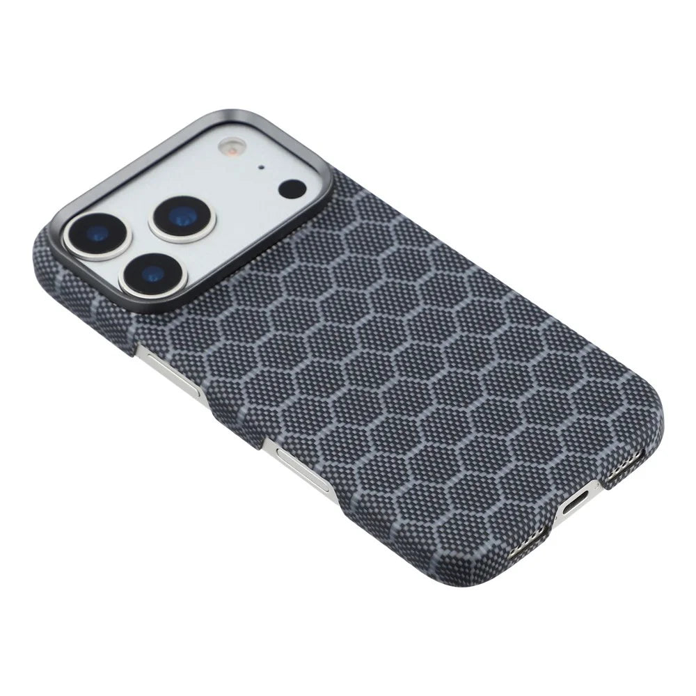 For iPhone 17 Pro Magnetic Case Honeycomb Texture Aramid Fiber Phone Cover - 4
