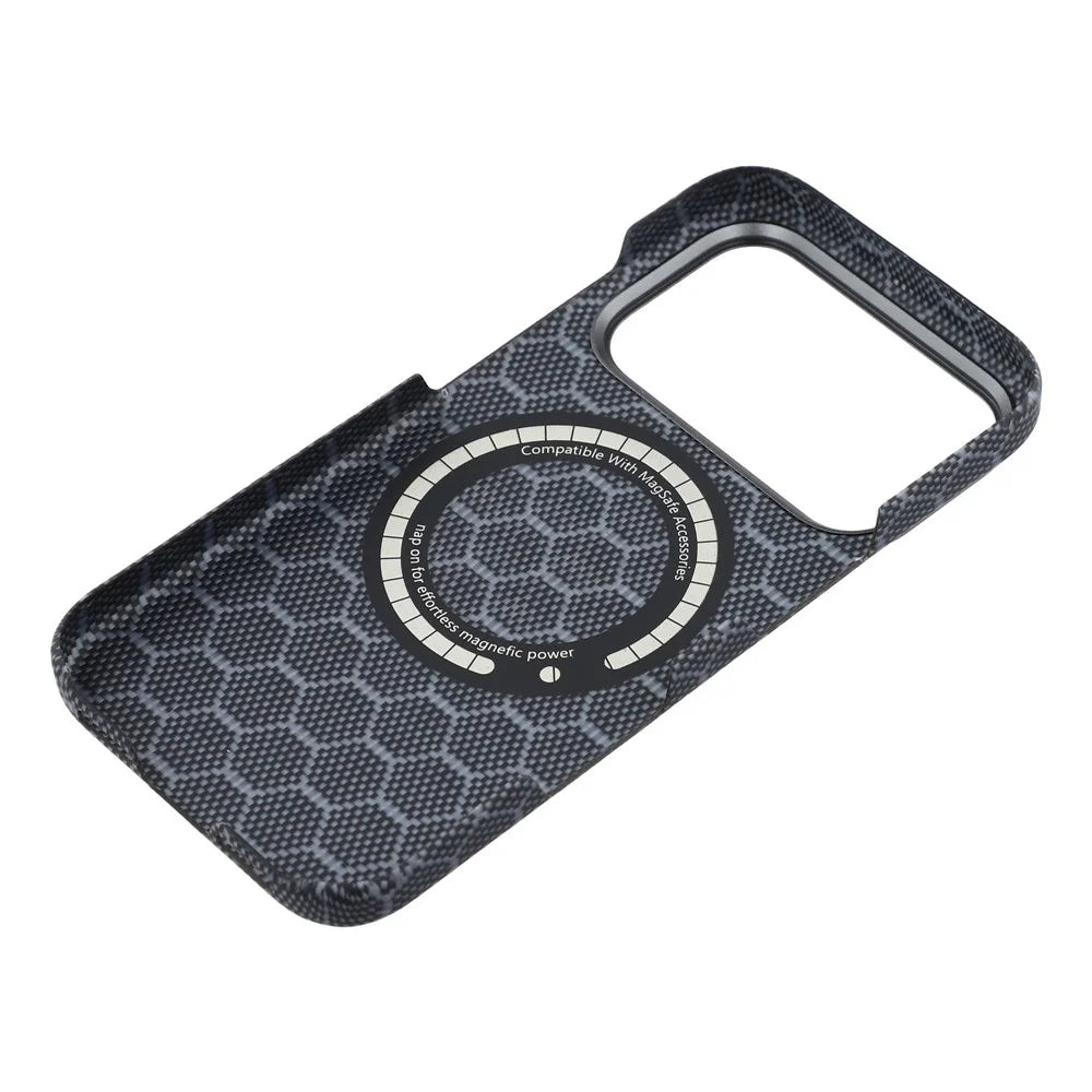 For iPhone 17 Pro Magnetic Case Honeycomb Texture Aramid Fiber Phone Cover - 6