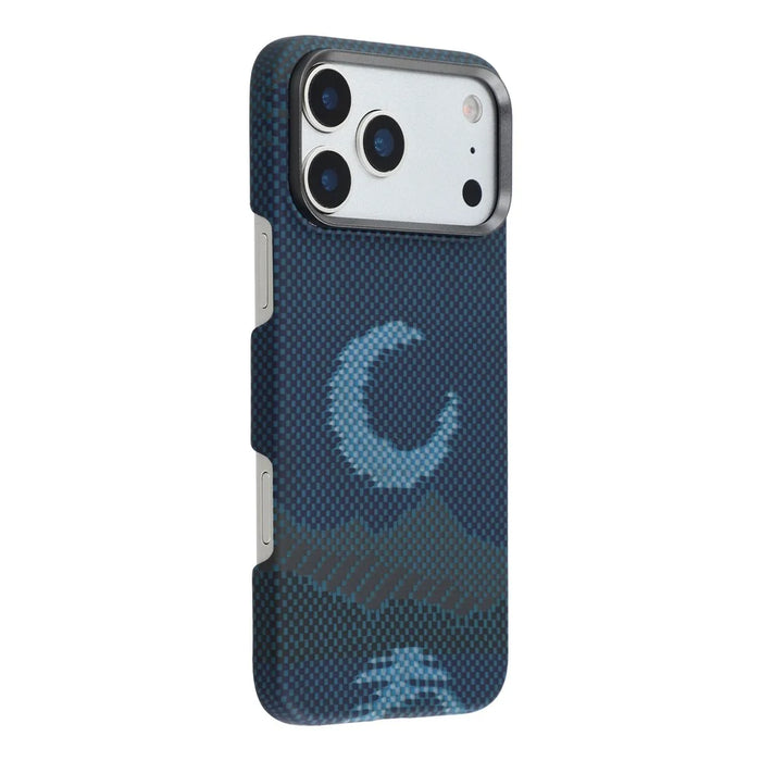For iPhone 17 Pro Magnetic Case Precise Cutouts Aramid Fiber Phone Cover with Metal Lens Frame - Moon - 1