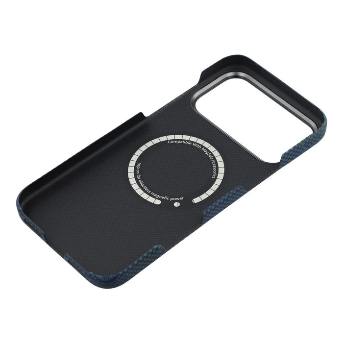 For iPhone 17 Pro Magnetic Case Precise Cutouts Aramid Fiber Phone Cover with Metal Lens Frame - Moon - 6