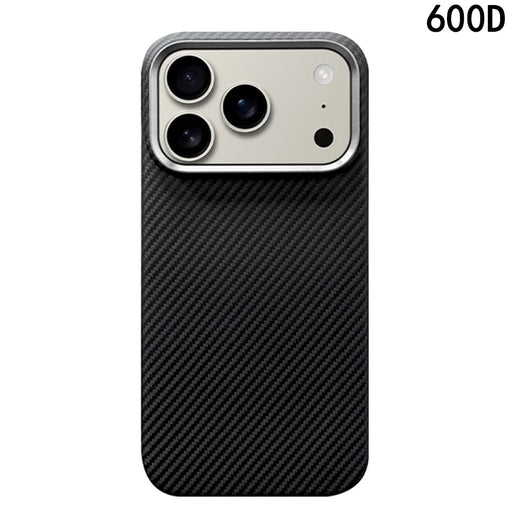 For iPhone 17 Pro Magnetic Case Aramid Fiber 600D Fine Texture Phone Cover Metal Lens Frame - Black - 1