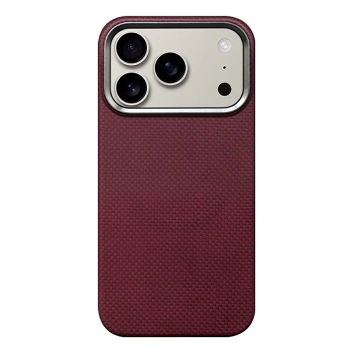 For iPhone 17 Pro Magnetic Case Fine Grid Aramid Fiber Phone Cover with Metal Lens Frame - 1