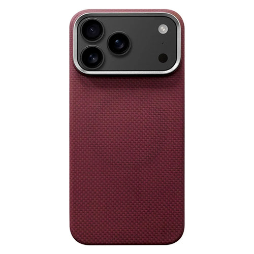 For iPhone 17 Pro Max Magnetic Case Fine Grid Aramid Fiber Phone Cover with Metal Lens Frame - 1