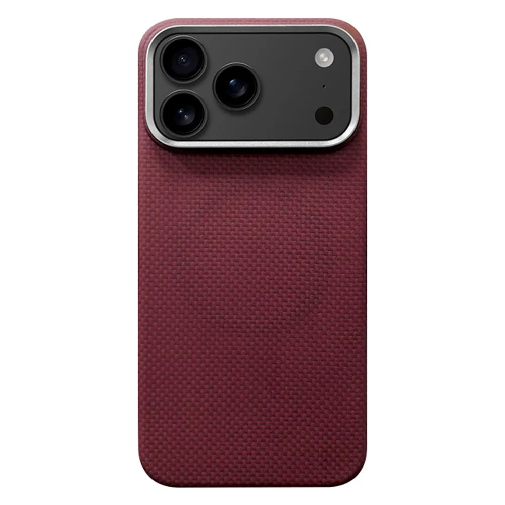 For iPhone 17 Pro Max Magnetic Case Fine Grid Aramid Fiber Phone Cover with Metal Lens Frame - 1