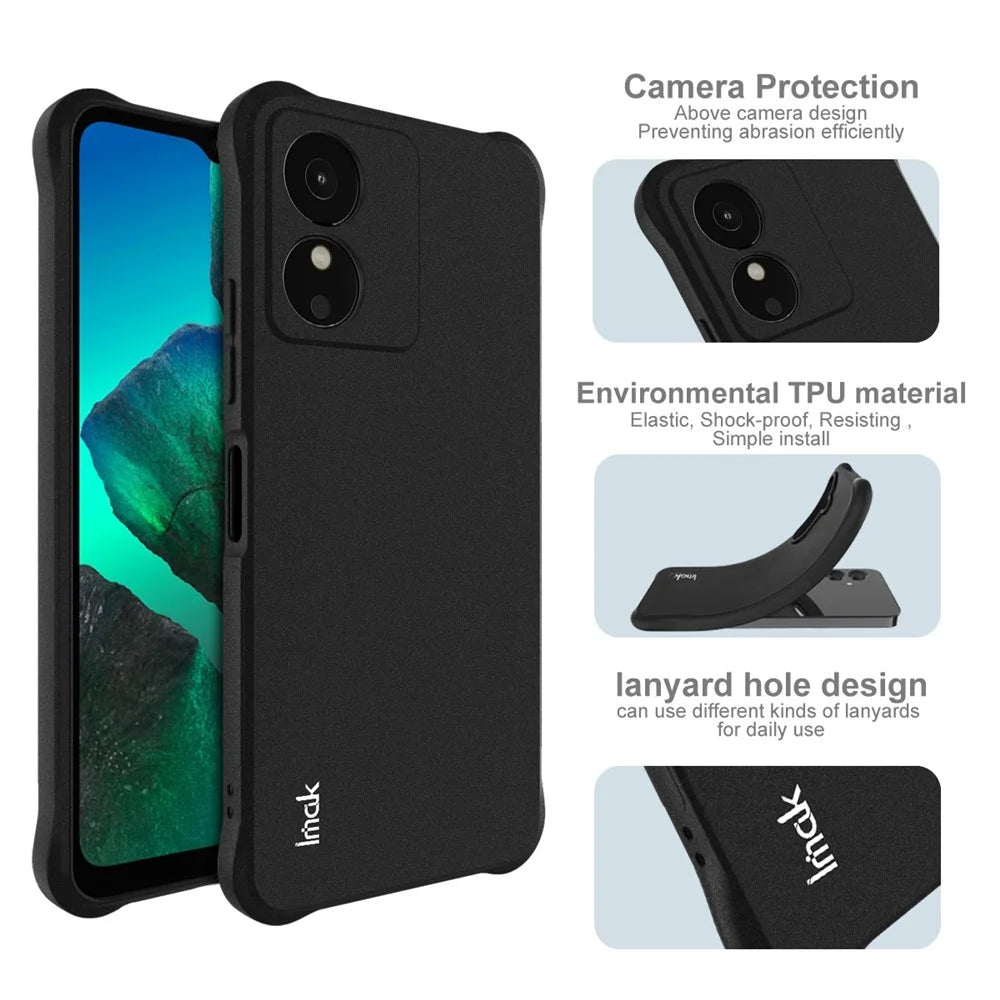 IMAK TPU Case for HMD Key 4G / Aura 2 / Arc 4G Airbag Shockproof Protection Phone Cover - Matte Black - 5