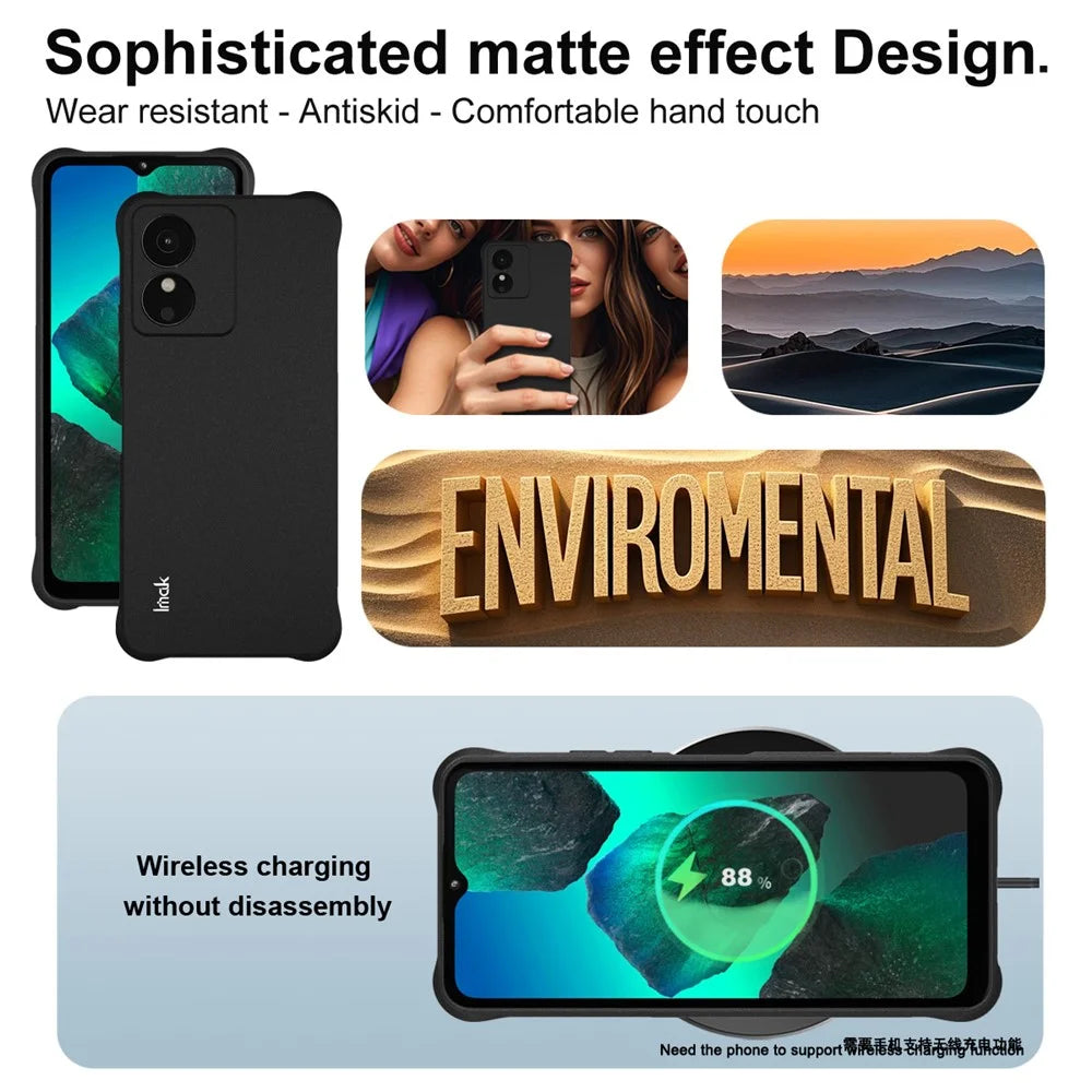 IMAK TPU Case for HMD Key 4G / Aura 2 / Arc 4G Airbag Shockproof Protection Phone Cover - Matte Black - 6