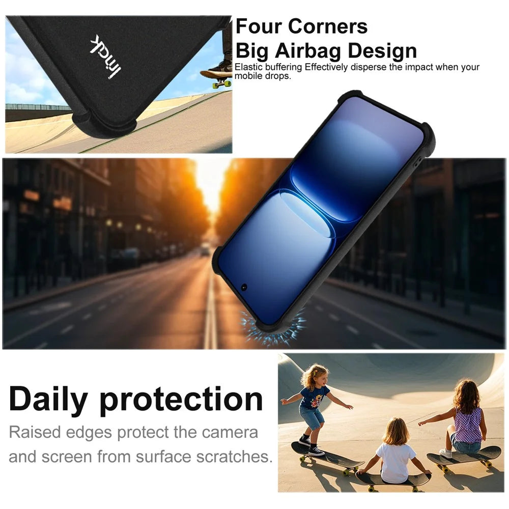 IMAK For vivo iQOO 15 5G Case TPU Phone Cover Airbag Shockproof Protection - Matte Black - 4