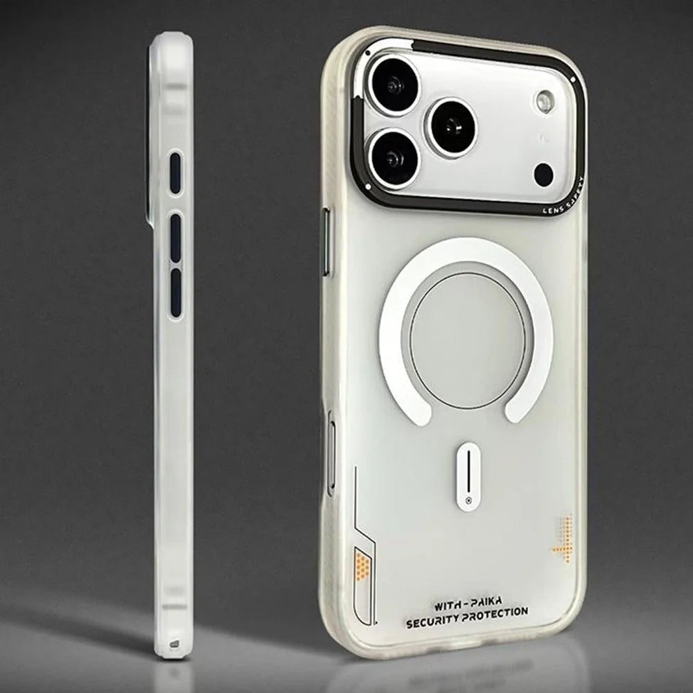 PAIKA Golden Sands Series For iPhone 17 Pro Max Case Compatible with MagSafe Matte PC + TPU Phone Cover - White - 3