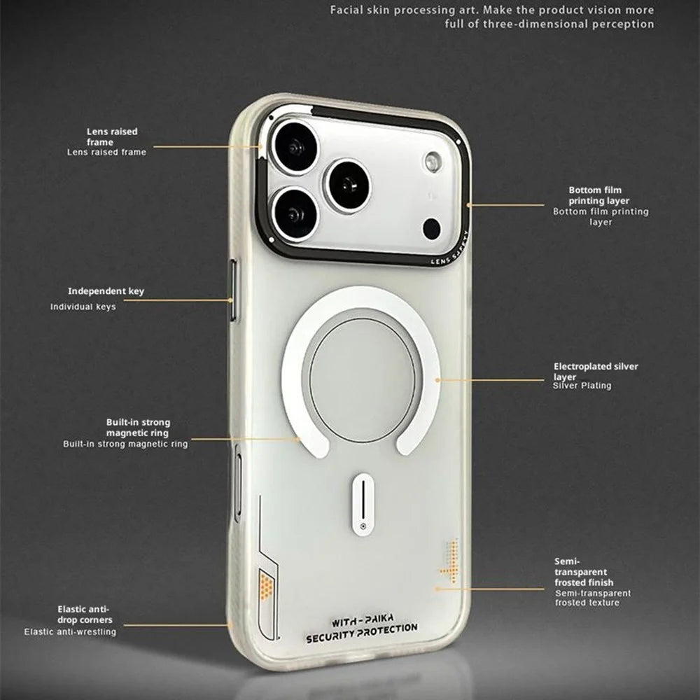 PAIKA Golden Sands Series For iPhone 17 Pro Max Case Compatible with MagSafe Matte PC + TPU Phone Cover - White - 4