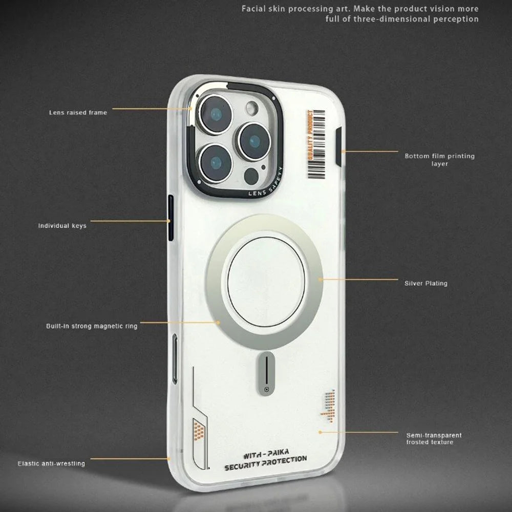 PAIKA Golden Sands Series For iPhone 16 Pro Case Compatible with MagSafe Matte PC + TPU Phone Cover - White - 2