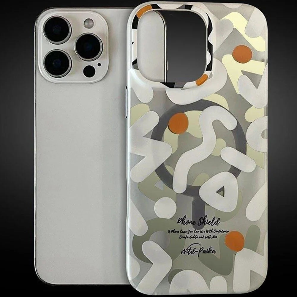 PAIKA Graffiti Series For iPhone 16 Pro Max Case Compatible with MagSafe PC + TPU Phone Cover - White - 3