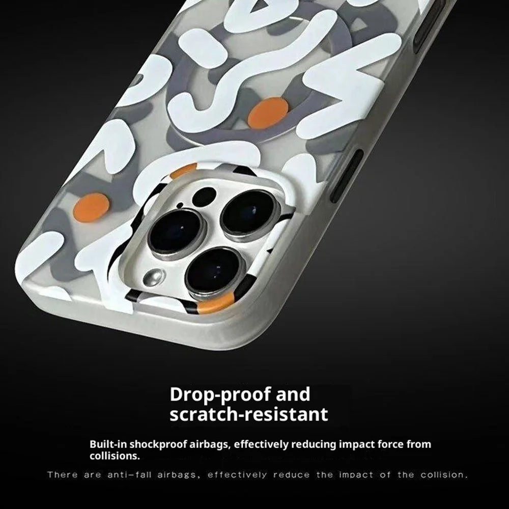 PAIKA Graffiti Series For iPhone 16 Pro Max Case Compatible with MagSafe PC + TPU Phone Cover - White - 4