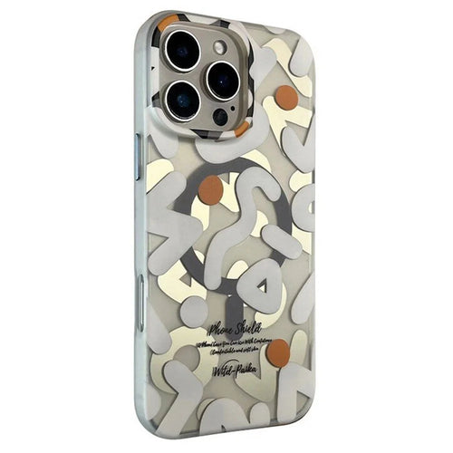 PAIKA Graffiti Series For iPhone 16 Pro Case Compatible with MagSafe PC + TPU Phone Cover - White - 1