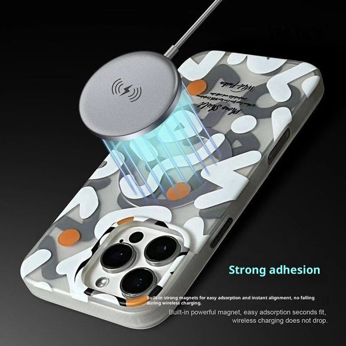 PAIKA Graffiti Series For iPhone 16 Pro Case Compatible with MagSafe PC + TPU Phone Cover - White - 2