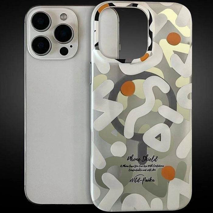 PAIKA Graffiti Series For iPhone 16 Pro Case Compatible with MagSafe PC + TPU Phone Cover - White - 3
