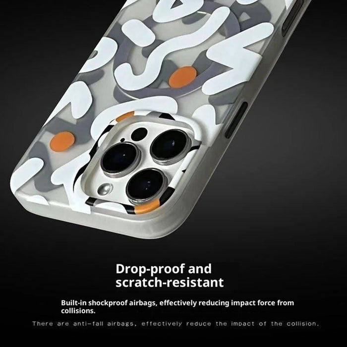 PAIKA Graffiti Series For iPhone 16 Pro Case Compatible with MagSafe PC + TPU Phone Cover - White - 4