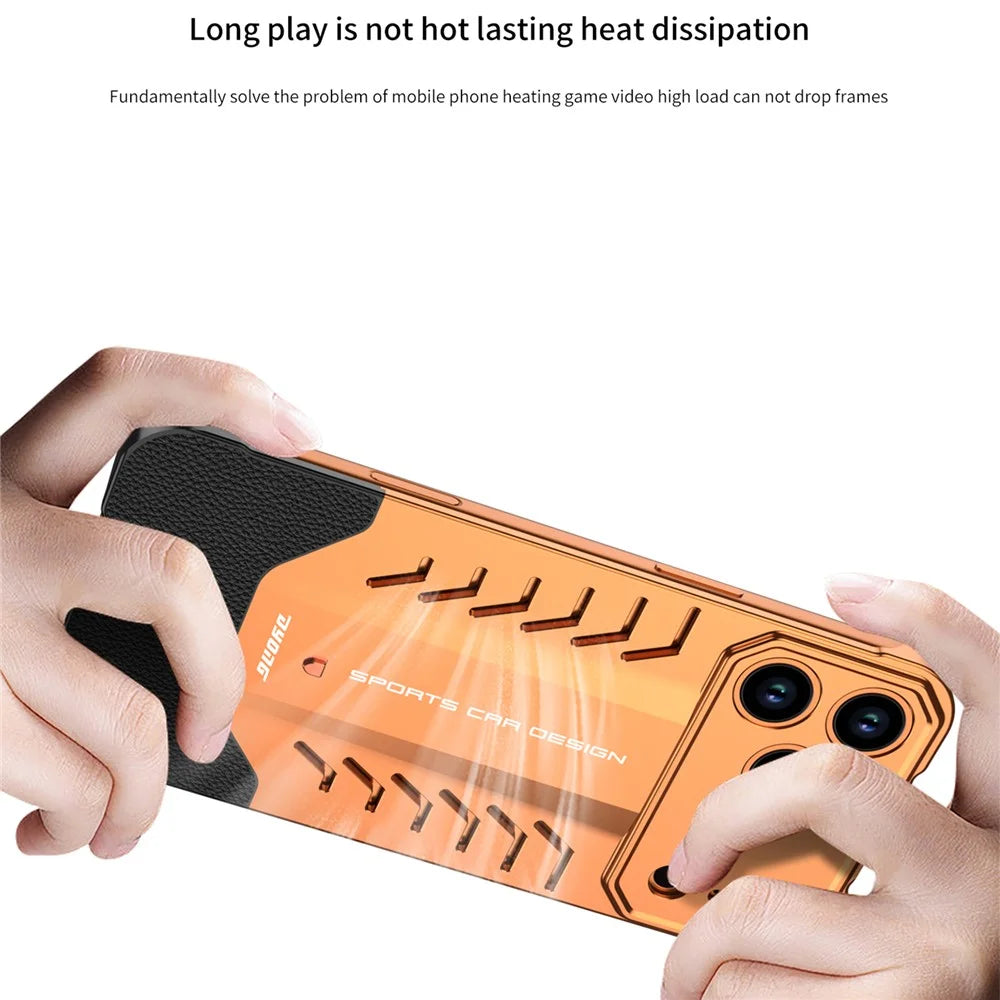 DYONG For iPhone 17 Pro Metal Case Snap-Open Design Heat Dissipation Shockproof Phone Cover - Orange - 5