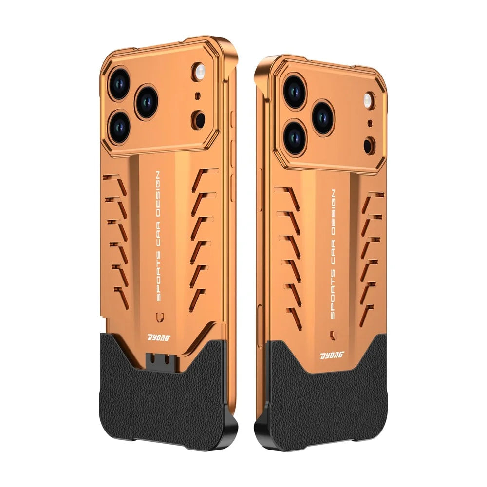 DYONG For iPhone 17 Pro Max Metal Case Snap-Open Design Heat Dissipation Shockproof Phone Cover - Orange - 2