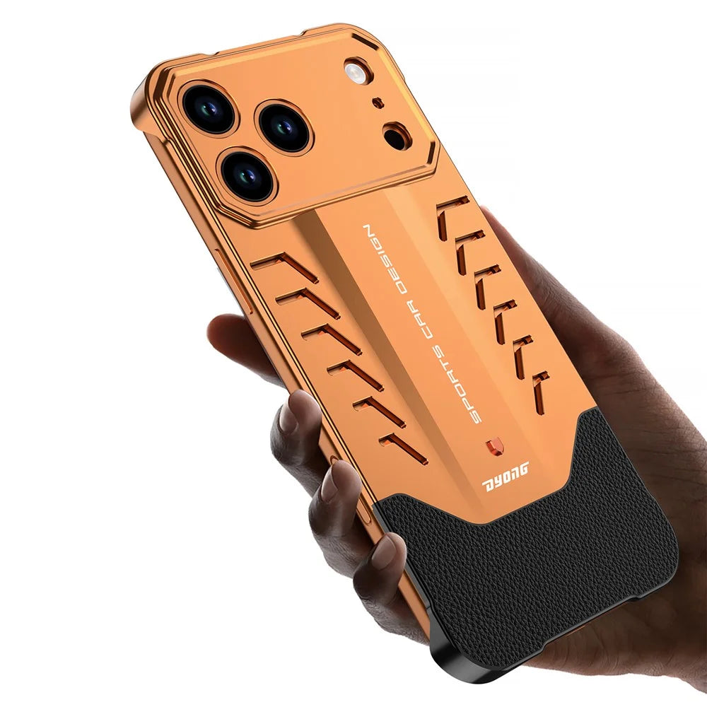 DYONG For iPhone 17 Pro Max Metal Case Snap-Open Design Heat Dissipation Shockproof Phone Cover - Orange - 3