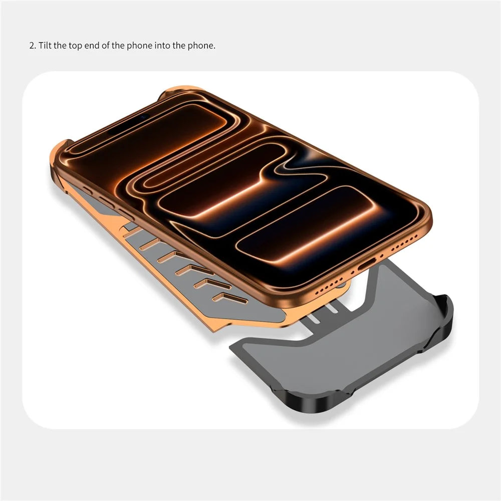DYONG For iPhone 17 Pro Max Metal Case Snap-Open Design Heat Dissipation Shockproof Phone Cover - Orange - 6