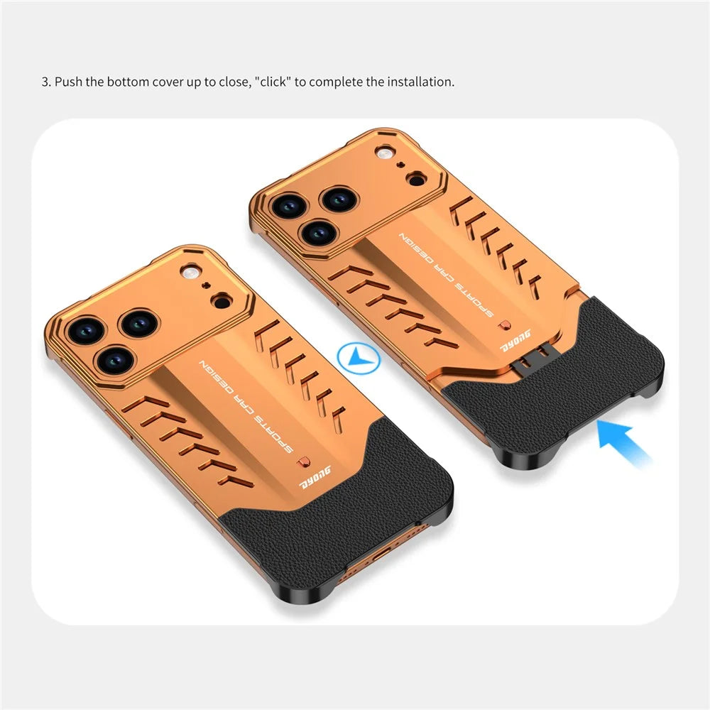 DYONG For iPhone 17 Pro Max Metal Case Snap-Open Design Heat Dissipation Shockproof Phone Cover - Orange - 7