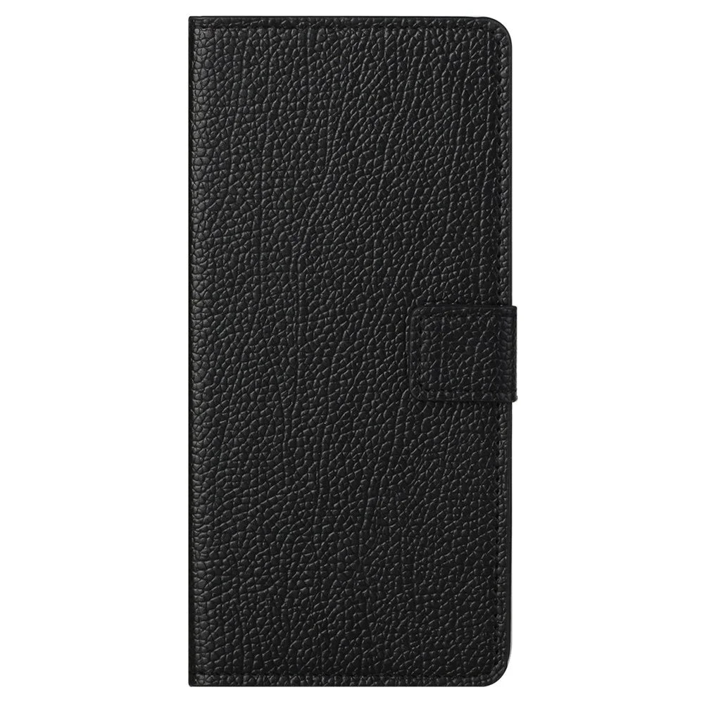 Litchi Texture Phone Case for Samsung Galaxy S23+, PU Leather + TPU Scratch-resistant Phone Wallet Cover with Stand - Black - 4