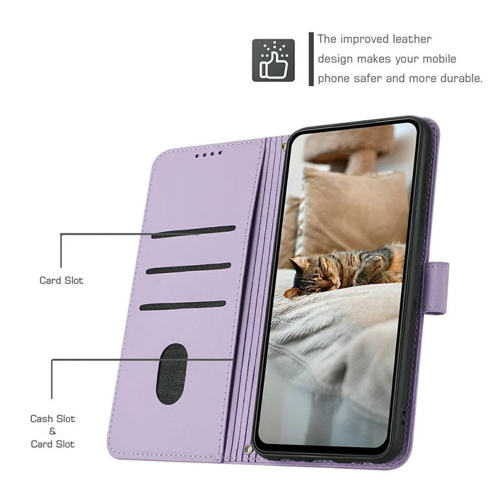 For Realme 15T 5G Wallet Case Cats Imprint Leather Phone Cover with Strap - Purple - 3