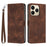For Realme 15T 5G Leather Case Imprinted Triangle Phone Cover with Hand Strap - Brown - 1